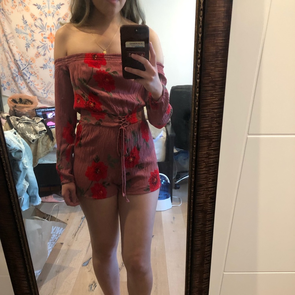 Kendall and Kylie off the shoulder floral romper